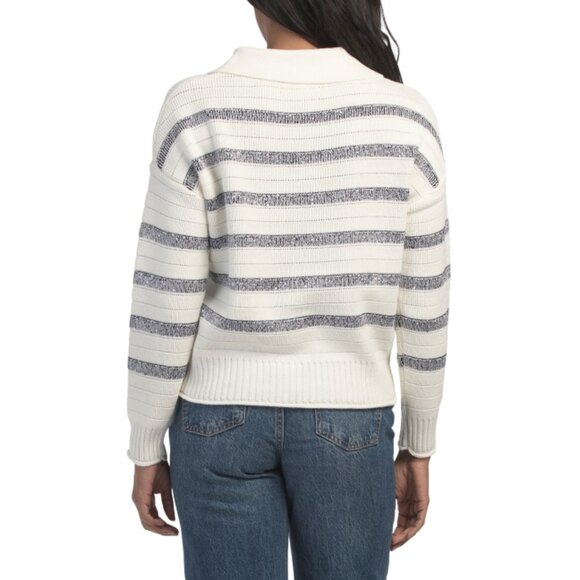 GREIGE Ivory/Navy Lace Up Swewater - Picture 2 of 2